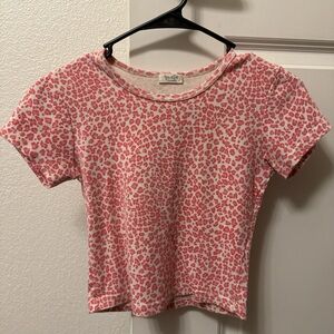 Rare Brandy Melville Pink & White Leopard Print Tee